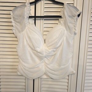 Mono B White Ruffled Bustier Blouse